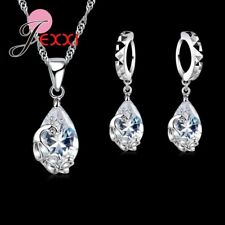 925 Sterling Silver Jewelry Set with Zircon Crystal UK Seller