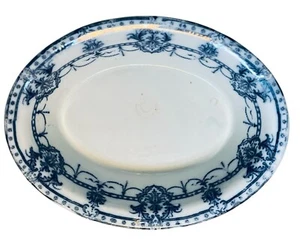 Antiguo "Laurier" azul flujo de la década de 1880 con un cuenco ovalado para servir Adderley England!  - Imagen 1 de 14