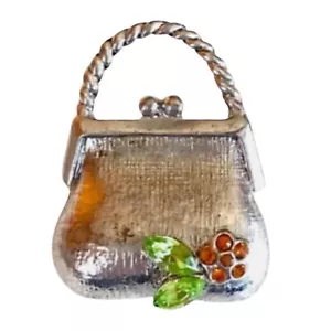 Broche de alfiler pequeño bolso de metal en tono plateado - Imagen 1 de 2