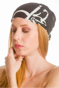 Viskose Bandana Tuch Damen Haarband Boho Stil Schwarz/Weiß onesize - Bild 1 von 1