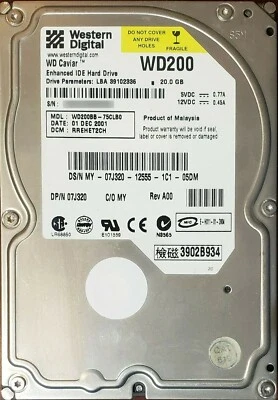 Western Digital 3.5" WD200BB-75CLB0 20GB IDE/ATA-100 RREHET2CH Hard Drive HDD - Image 1 of 2
