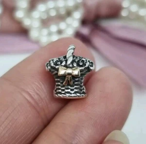Genuino Pandora Plata y Oro 14K Forever Bloom Cesta Dije USADO 💕 R23b - Imagen 1 de 13