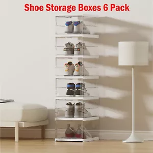 Shoe Box Storage Case Clear Boxes Foldable Stackable Transparent Organizer - Picture 1 of 9