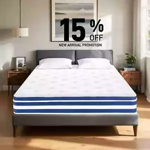 12 in 10 in Individual Pocket Spring & Memory Foam Hybrid Bed Mattress Bedroom - Picture 1 of 10