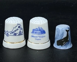 Blue Killer Wal State Virginia Mount Vernon Fingerhut Keramik SET 3 Vintage - Bild 1 von 10
