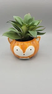 Fox Faux Plant Planter Too Cute Pumpkin Shaped Harvest Parade Easy Care - Picture 1 of 7