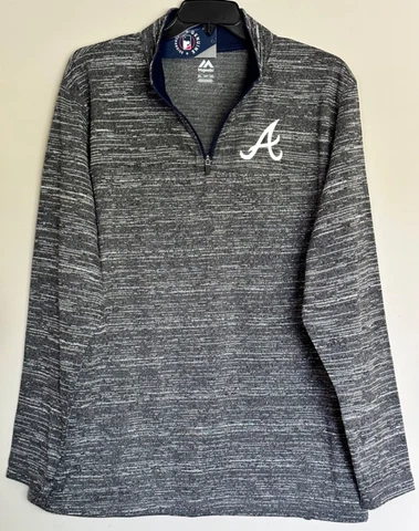 New Atlanta Braves Men's 1/4 Zip Jacket Gray Color Quarter Zip Shirt Adult Sizes Cover