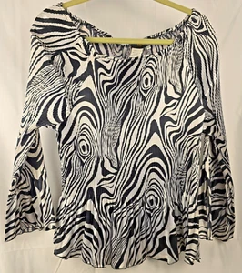 Vintage Plissee Plissee Schulterfreies Oberteil Damen Large Zebra Maximalist Artsy Bell - Bild 1 von 14