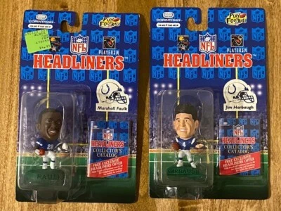 NFL Headliners Indianapolis Colts 1996 lote de 2 M. Faulk J. Harbaugh casi nuevo en caja original Foto 1 de 4
