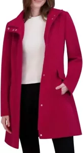 New Laundry Shelli Segal Belted Faux Wool Coat Magenta-Sz Large (RUNS SMALL) - Picture 1 of 11