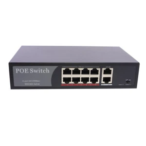 PoE Network Switch 10/100m Power Injector 8 Port + 2 Port Power Over Ethernet - Picture 1 of 6