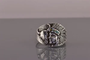 Anello a fascia Carol Felley argento sterling manzo capo indiano turchese 925 misura:11 - Foto 1 di 8