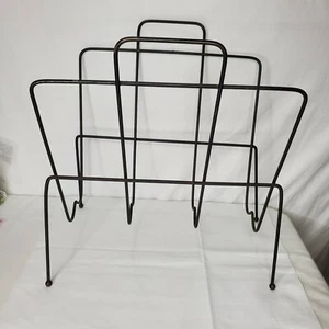Vintage Draht Zeitungsständer Halter MCM schwarz Metall Aufbewahrung Schallplatten  - Bild 1 von 5