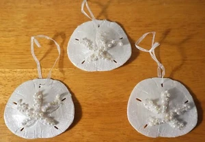 Sand Dollar Ornaments Beach Christmas Decor Nautical Tropical Holiday Home NEW - Picture 1 of 6