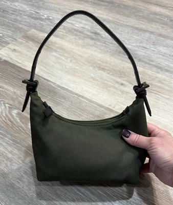 COACH Y2K Vtg Green Mini Purse Baguette Luxury Nylon Leather Top Handle Bag 7428 - Image 1 of 4