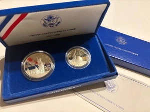 1986 S Liberty Commemorative Proof Silver Dollar & Clad Half Dollar Coin w/COA - Picture 1 of 2