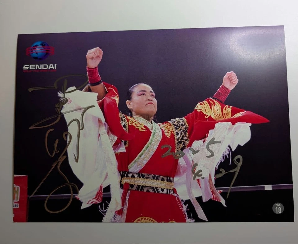 Retrato de jubilación firmado por Meiko Satomura 29/04 Sendai niñas lucha libre profesional Foto 1 de 1