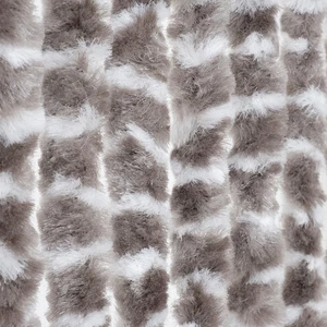 Flauschvorhang Chenille 90 x 220 cm taupe weiß gestreiftTürvorhang Fliegenschutz - Bild 1 von 9