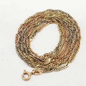 14K Solid Tri Color Gold 2.3mm Singapore Chain Necklace 24'' 6 Grams - Picture 1 of 13