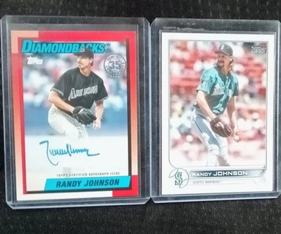 2025 Topps Randy Johnson  Auto + 2022 Topps  Randy Johnson SP Image Variation - Image 1 of 4
