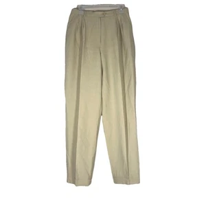 Lauren Ralph Lauren Sz 12 Silk Linen Blend Lined Wide Leg Casual Pants Beige - Picture 1 of 10