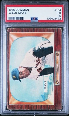 1955 Bowman #184 Willie Mays PSA 1.5 FR HOF Nice Eye Appeal For Grade - Image 1 of 3