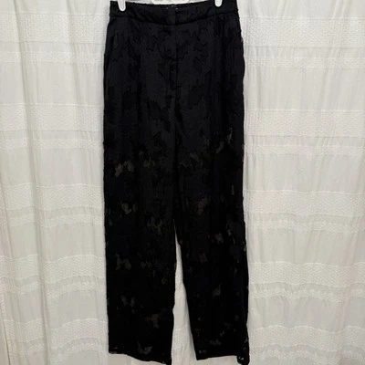 NWT Zara Black Floral Lace Sheer Women's Wide Leg Pants Size Small - Image 1 of 4