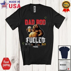 Camiseta para beber Father Bod Fueled By Beer; nombre personalizado del día del padre papá oso - Imagen 1 de 7