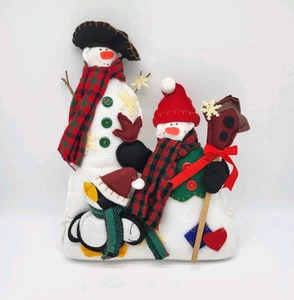 Peluche pupazzo di neve pinguino feltro prima disegni fondo pesato imbottito Natale vintage - Foto 1 di 10