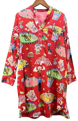Nick and Nora Vintage 3 Ring Circus Sleepwear shirt/Night gown Size XXL Cotton - Image 1 of 4