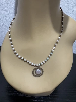 Collar SILPADA “Go Coastal” Perla Latón Plata Esterlina 17”-19” N1894 Retirado Foto 1 de 4