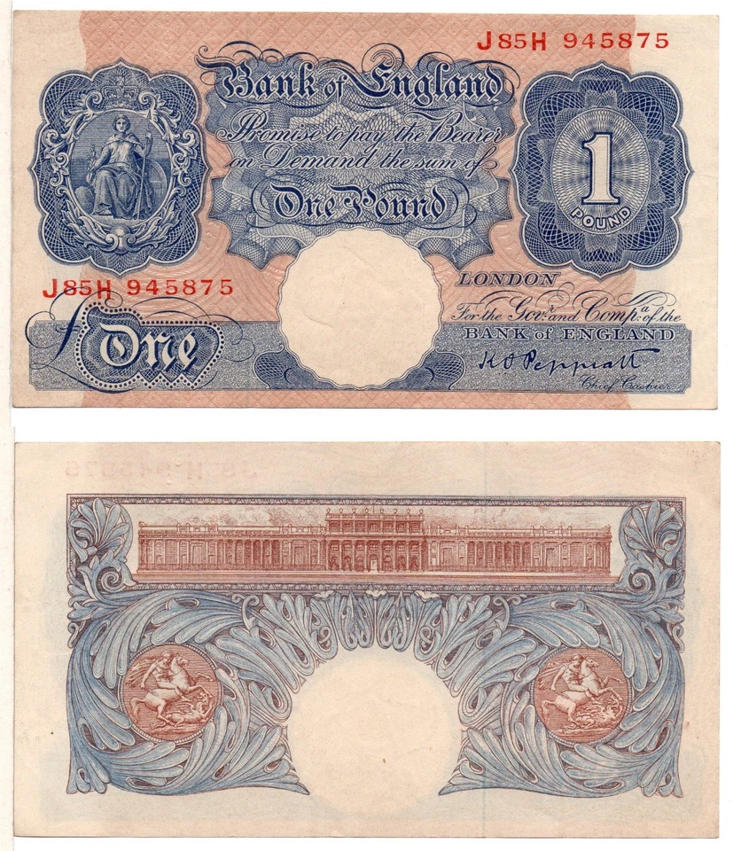 Gran Bretaña 1 libra emisión de emergencia (1940-48) Pick 367a, casi sin circular Foto 1 de 1