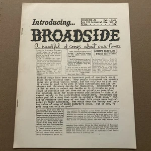 BOB DYLAN BROADSIDE #1 Feb. 1962 "Talking John Birch" Song Booklet Magazine - Picture 1 of 7