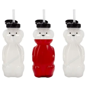 Honey Bear Straw Cups 3pk; 8oz Therapy Sippy Bottles w/Flexible Straws - Picture 1 of 10