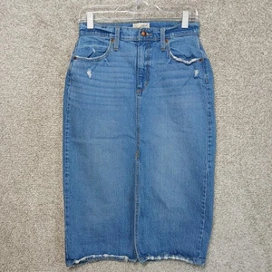 Universal Thread Rock Damen 6 blau Denim Midi roher Saum abgenutzt Schlitz vorne - Bild 1 von 9