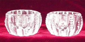 2 Cut Glass Open Salts Cellar Dips Prism Zippers Flat Tops Antique - Picture 1 of 4