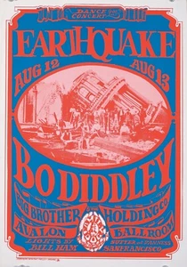 Póster Original Vintage Terremoto Bo Diddley Big Brother Holding Company Rock - Imagen 1 de 1