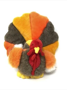 VTG Chrisha Playful Plush Multi Color Thanksgiving Turkey 1988 11" Orange Red - Picture 1 of 8