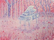 Romance by the Pond: Original Professional Canadian Art Print; Willow Tree Piano