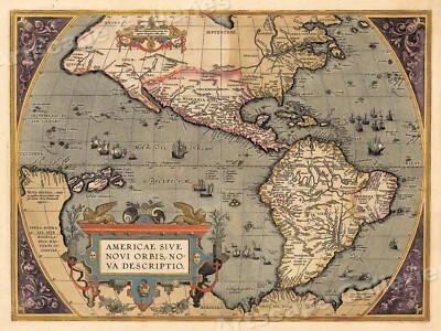 Western Hemisphere New World 1598 Vintage Style Classic World Map - 18x24