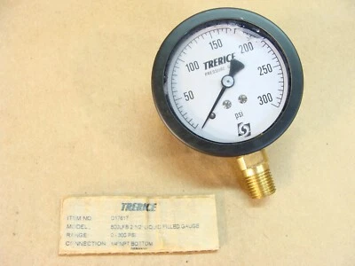 NEW TRERICE D17617 300psi pressure gauge 2 1/2" 1/4 NPT liquid filled - Image 1 of 4