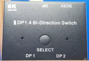 DisplayPort Switch, 16K DisplayPort Splitter 2 in 1 Out DisplayPort - Picture 1 of 4