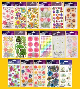 Sticko FLOWERS Stickers TULIPS CHERRY BLOSSOMS SUNFLOWERS TREES GERBERA DAISIES - Picture 1 of 19