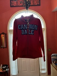 New!!Cannondale Jacket Mens Medium Red Full Zip Cycling Spell Out Logo - Picture 1 of 5