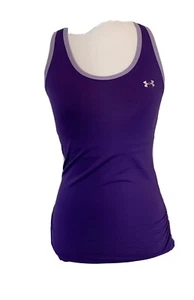 Under Armour Regal Purple Fitted Activewear Top XS heatgear Ruched side - Picture 1 of 4