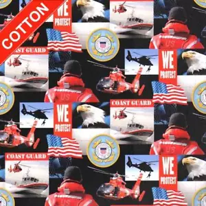United States Coast Guard Cotton Fabric - 44" Wide - Sold by The Yard & Bolt - Picture 1 of 1