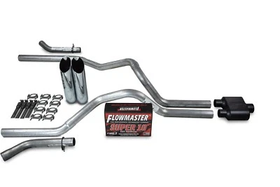 Chevy GMC 1500 99-06 2.5" Dual Exhaust Kits Flowmaster Super 10 Slash Tip Corner Foto 1 de 4
