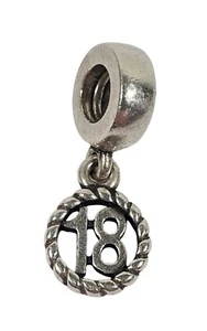 Pandora 18 Celebración Cumpleaños Plata Esterlina Cuentas Cuelga Dije 925 ALE - Imagen 1 de 4