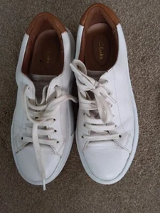 Clarks Women Hero Lite Lace Shoes White Leather Size 6 hardly worn - Picture 1 of 6