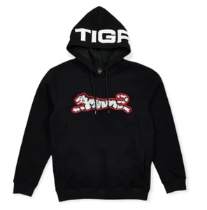 Le Tigre Men's Chenille Embroidered Tiger Logo Hoodie Sweatshirt - Black - Picture 1 of 2